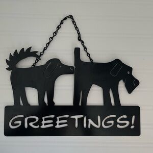 Decorative Metal Sign Dog Silhouette Greetings